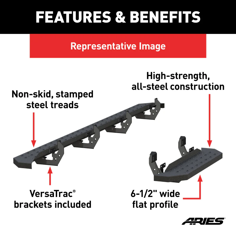 ARIES RidgeStep 6-1/2" x 96", 36" Steel Running Boards, Select Sprinter 2500, 3500 Model 2055534 - Image 5