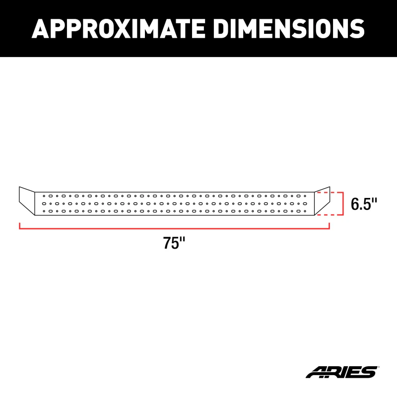 ARIES RidgeStep 6-1/2" x 75" Black Steel Running Boards Model 2055553 - Image 3