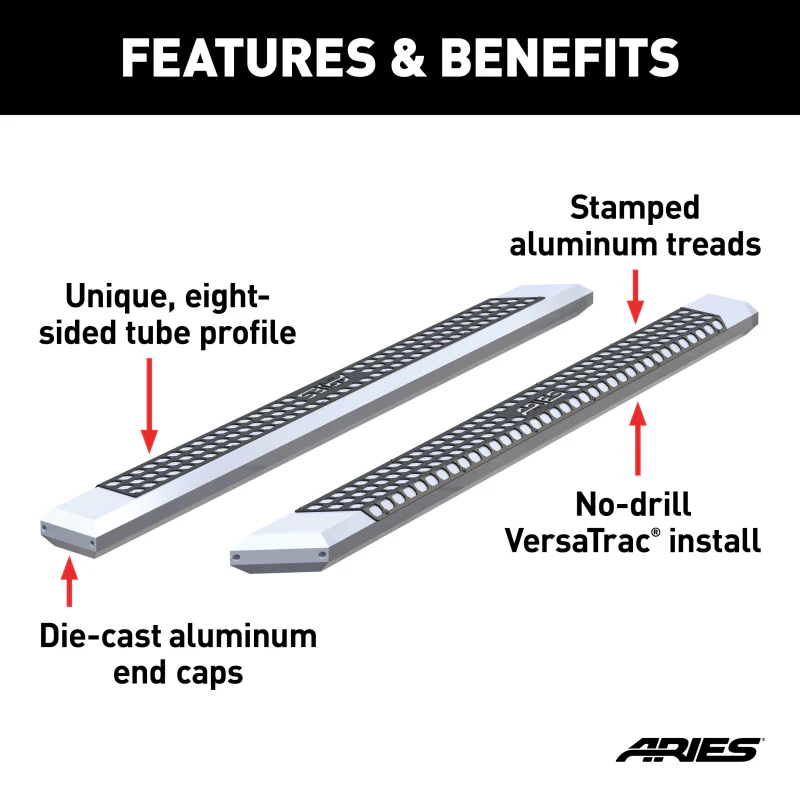 ARIES AdvantEDGE 5-1/2" x 91" Chrome Aluminum Running Boards (No Brackets) Model 2055891 - Image 3
