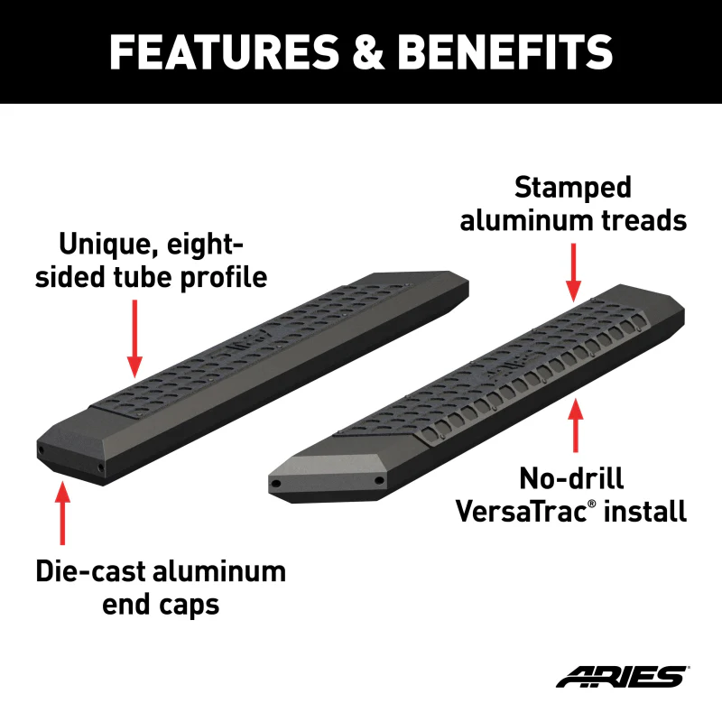 ARIES AdvantEDGE 5-1/2" x 53" Black Aluminum Running Boards (No Brackets) Model 2055953 - Image 3