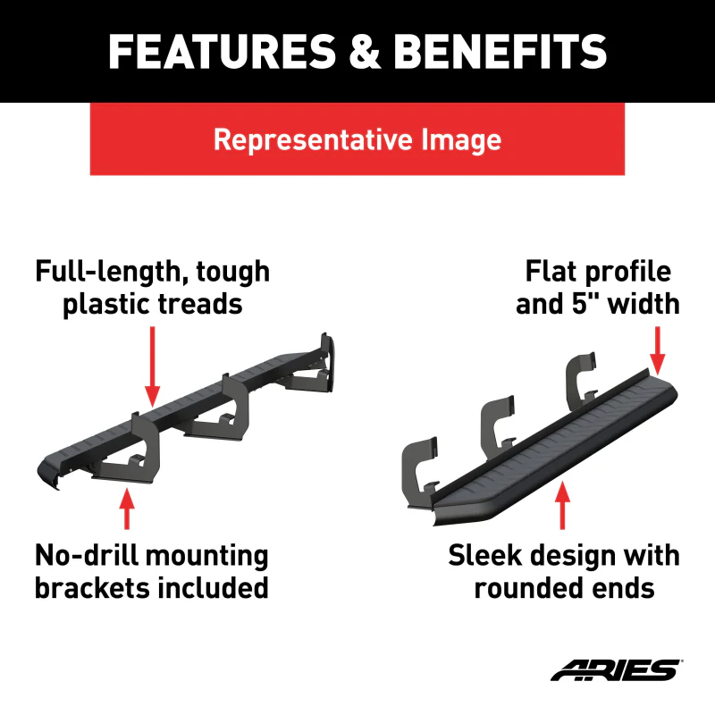 ARIES AeroTread 5" x 76" Black Stainless Running Boards Model 2061003 - Image 4