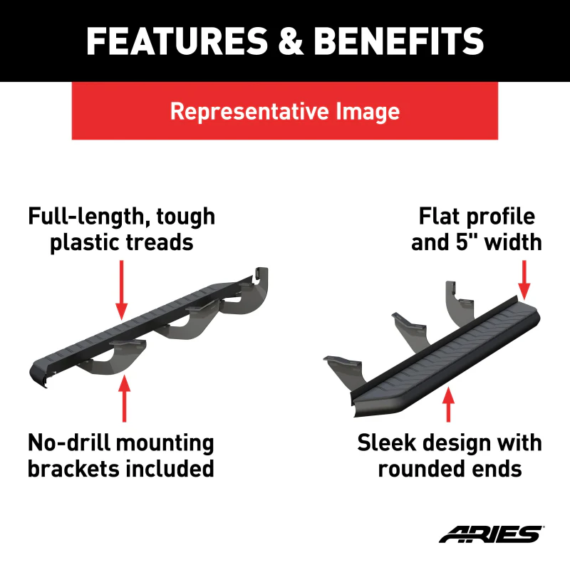 ARIES AeroTread 5" x 70" Black Stainless Running Boards Model 2061029 - Image 4