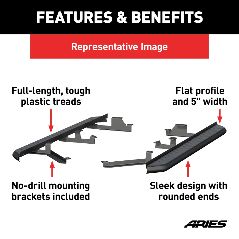 ARIES AeroTread 5" x 73" Black Stainless Running Boards Model 2061035 - Image 4