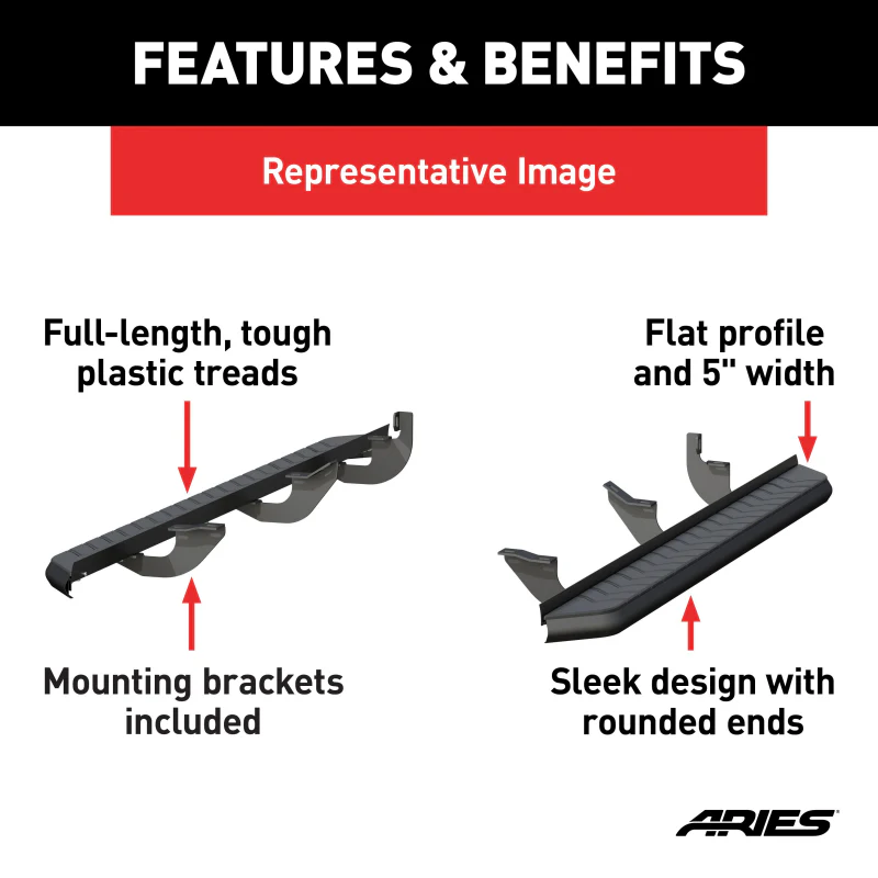 ARIES AeroTread 5" x 70" Black Stainless Running Boards Model 2061037 - Image 4