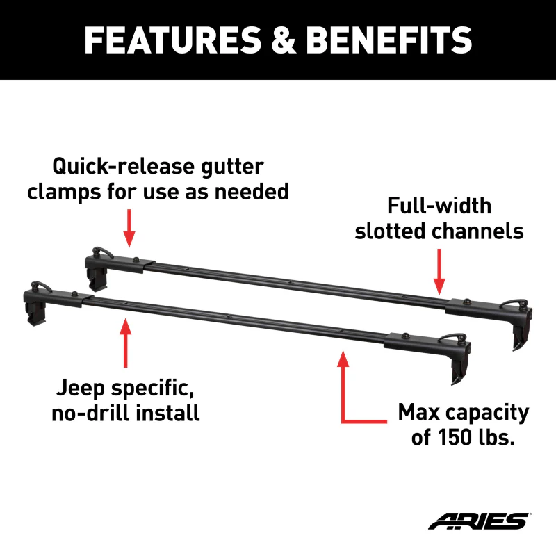 ARIES Jeep Roof Rack Crossbars for Wrangler JK (2-Pack) Model 2070450 - Image 3
