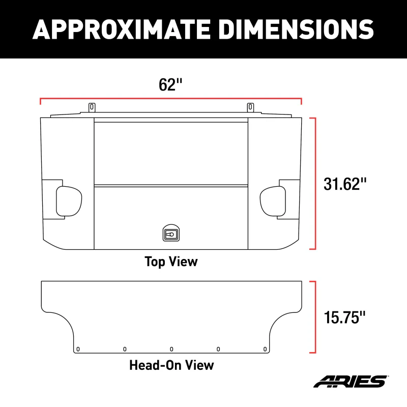 ARIES Black Aluminum Security Cargo Lid, Select Jeep JK Unlimited Model 2070475 - Image 2