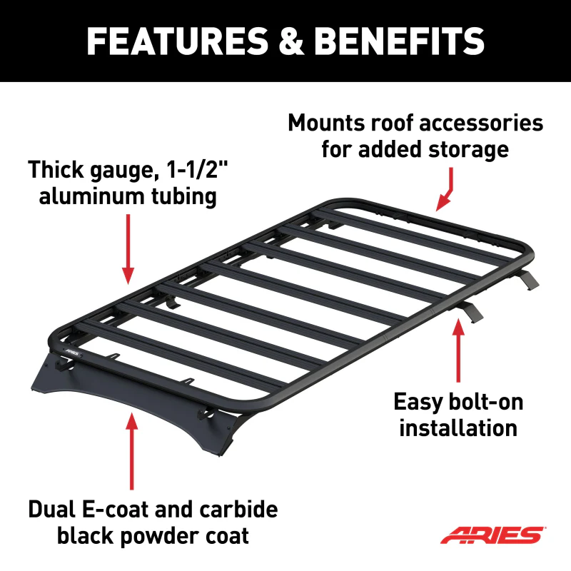 ARIES Textured Black Aluminum Platform Roof Rack for Ford Bronco 4-Door Model 2070610 - Image 3