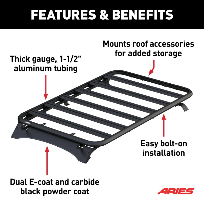 ARIES Textured Black Aluminum Platform Roof Rack for Ford Bronco 2-Door Model 2070615 - Image 3