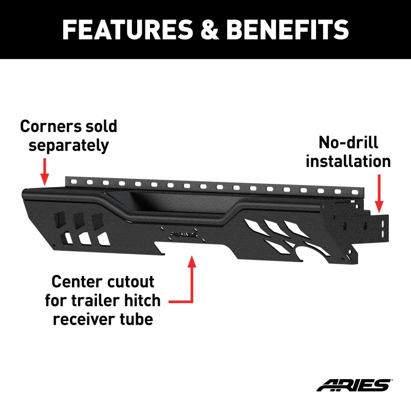 ARIES TrailChaser Jeep Wrangler JK Aluminum Rear Bumper Center Section Model 2081021 - Image 3