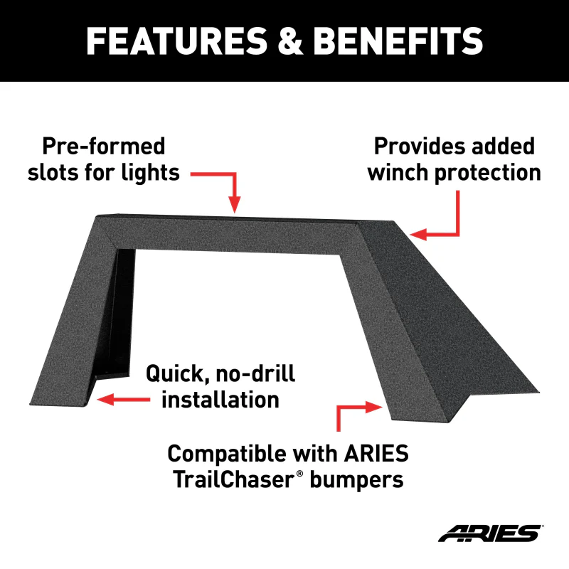 ARIES TrailChaser Jeep Wrangler Aluminum Front Bumper Angular Brush Guard Model 2081101 - Image 3
