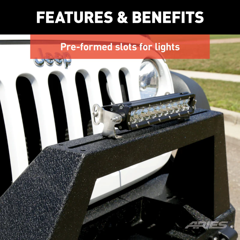 ARIES TrailChaser Jeep Wrangler Aluminum Front Bumper Angular Brush Guard Model 2081101 - Image 4
