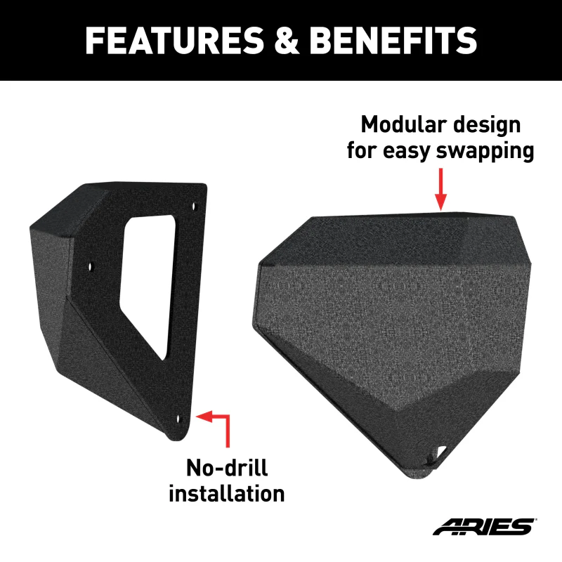 ARIES TrailChaser Jeep Wrangler, Gladiator Aluminum Front Bumper Corners Model 2081207 - Image 3