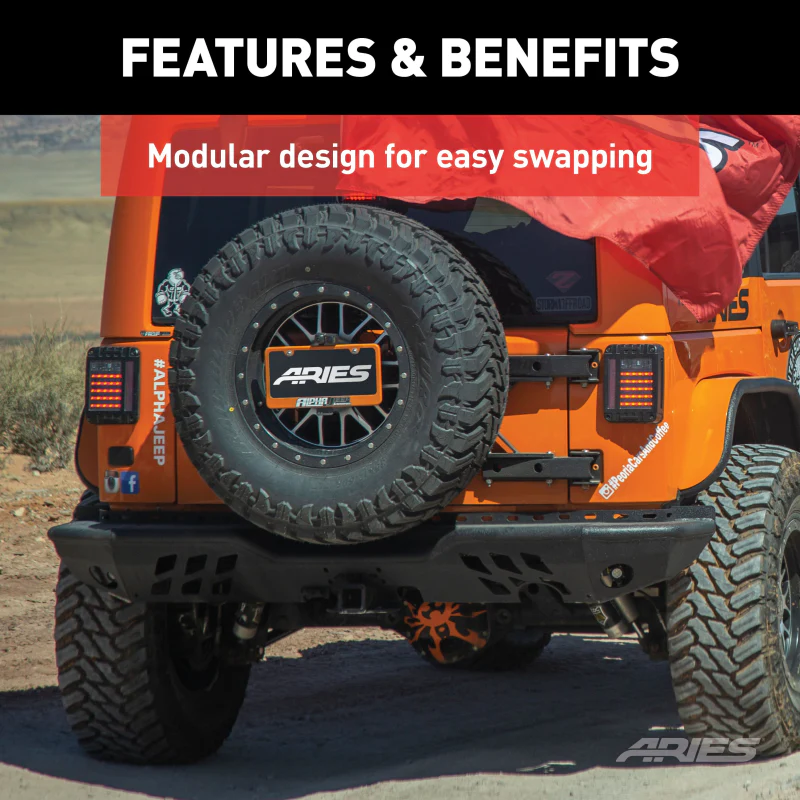 ARIES TrailChaser Jeep Wrangler Aluminum Rear Bumper Corners Model 2081221 - Image 4