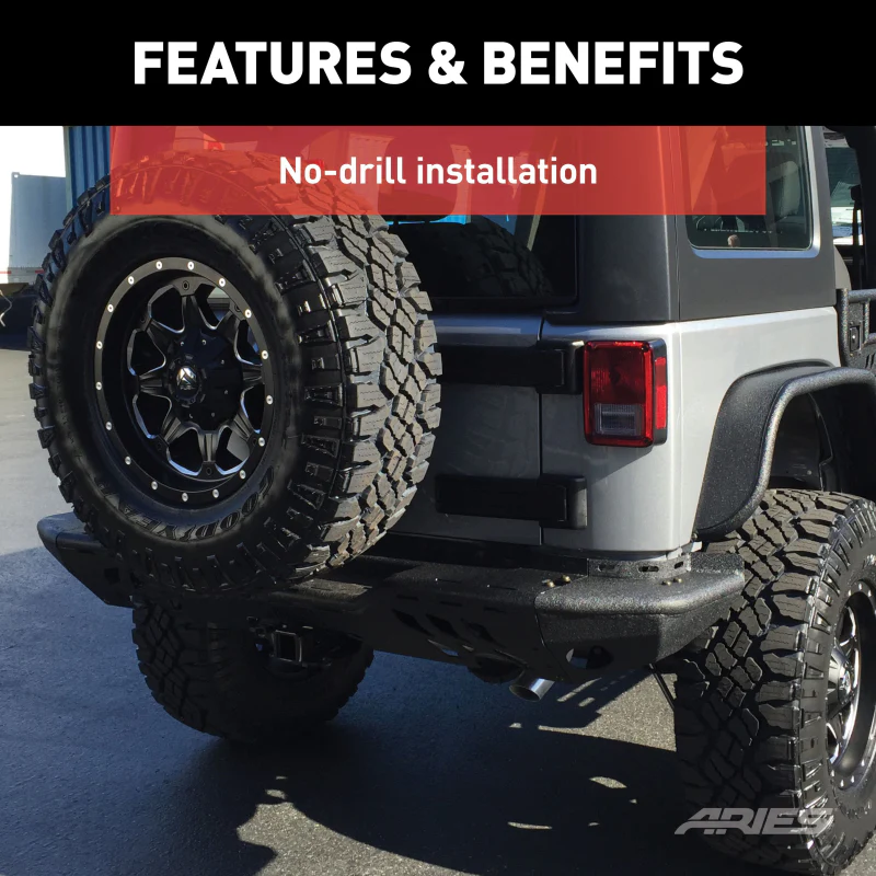 ARIES TrailChaser Jeep Wrangler Aluminum Rear Bumper Corners Model 2081221 - Image 6