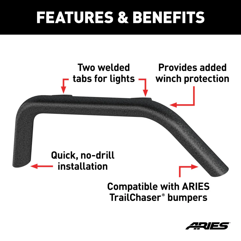 ARIES TrailChaser Jeep Wrangler Aluminum Front Bumper Round Brush Guard Model 2081255 - Image 3