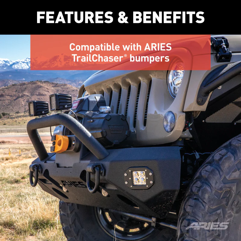 ARIES TrailChaser Jeep Wrangler Aluminum Front Bumper Round Brush Guard Model 2081255 - Image 7