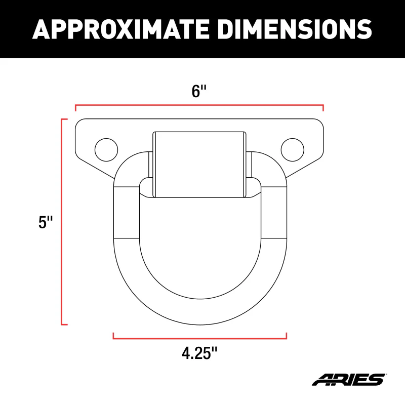ARIES Bolt-On Anti-Rattle D-Rings (9,000 lbs, 2-Pack) Model 2081300 - Image 2