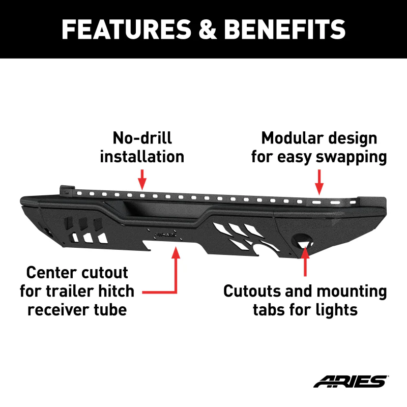 ARIES TrailChaser Jeep Wrangler JK Aluminum Rear Bumper Model 2082036 - Image 3