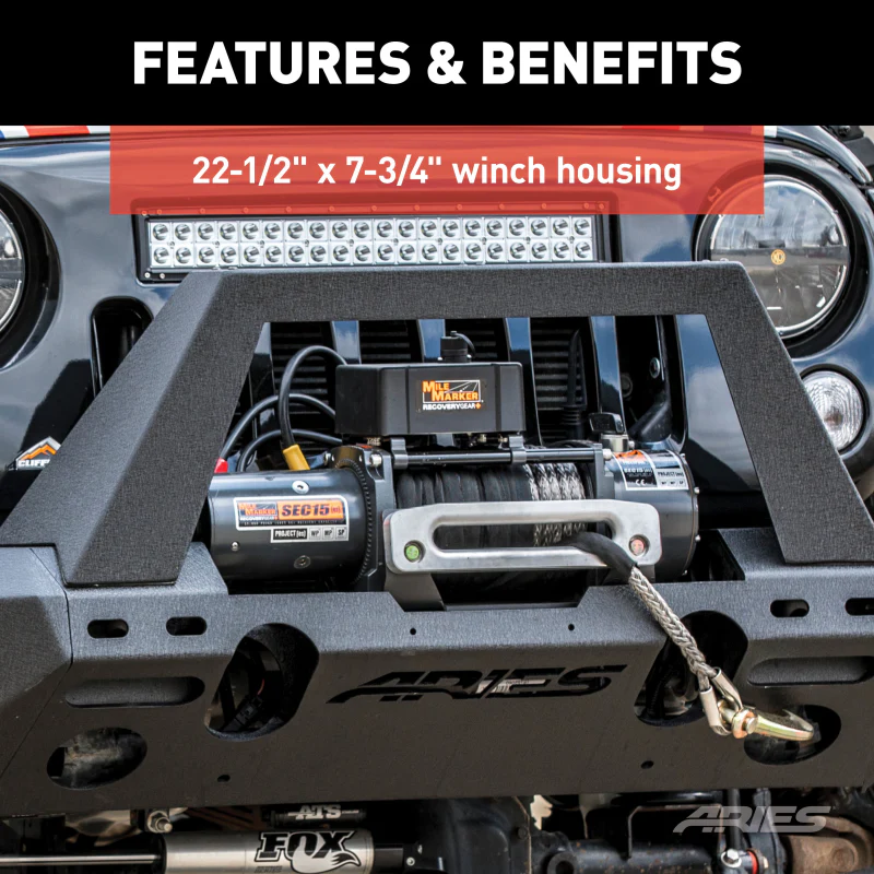 ARIES TrailChaser Jeep Wrangler JK Aluminum Front Bumper (Option 1) Model 2082046 - Image 6