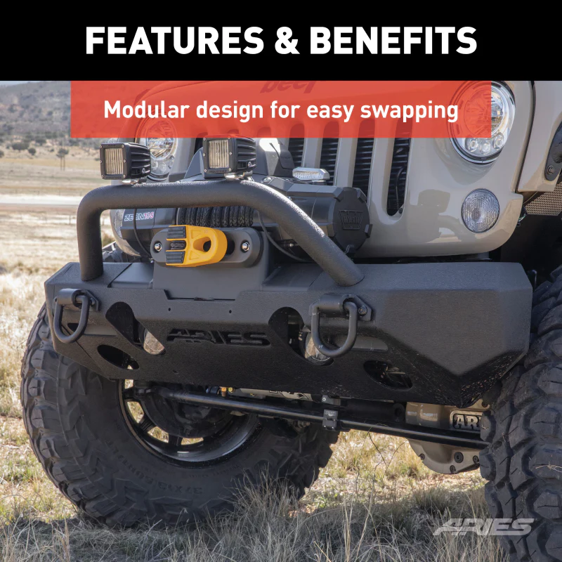 ARIES TrailChaser Jeep Wrangler JK Aluminum Front Bumper (Option 4) Model 2082054 - Image 4