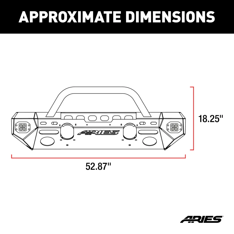 ARIES TrailChaser Jeep Wrangler JK Aluminum Front Bumper (Option 3) Model 2082058 - Image 2