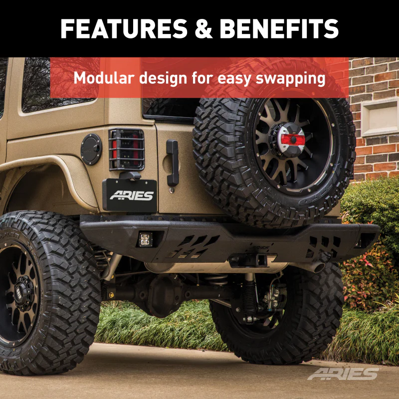 ARIES TrailChaser Jeep Wrangler JK Aluminum Rear Bumper with LED Lights Model 2082061 - Image 5