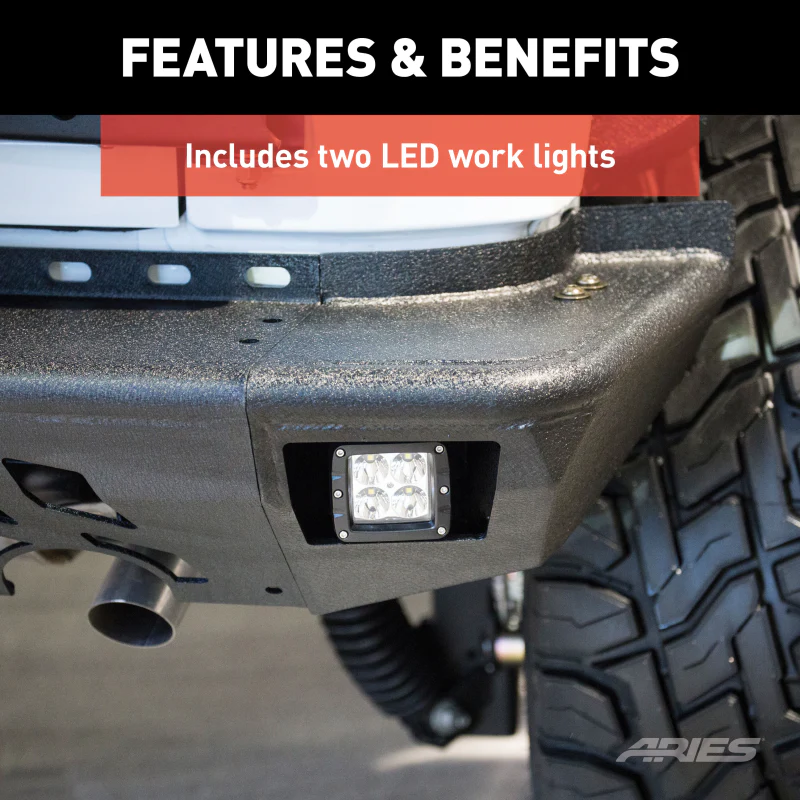 ARIES TrailChaser Jeep Wrangler JK Aluminum Rear Bumper with LED Lights Model 2082061 - Image 6