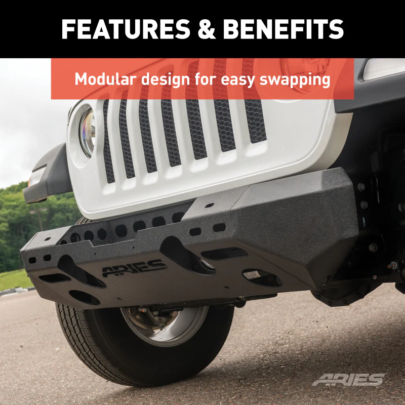ARIES TrailChaser Jeep Wrangler JL, Gladiator Steel Front Bumper (Option 6) Model 2082070 - Image 4