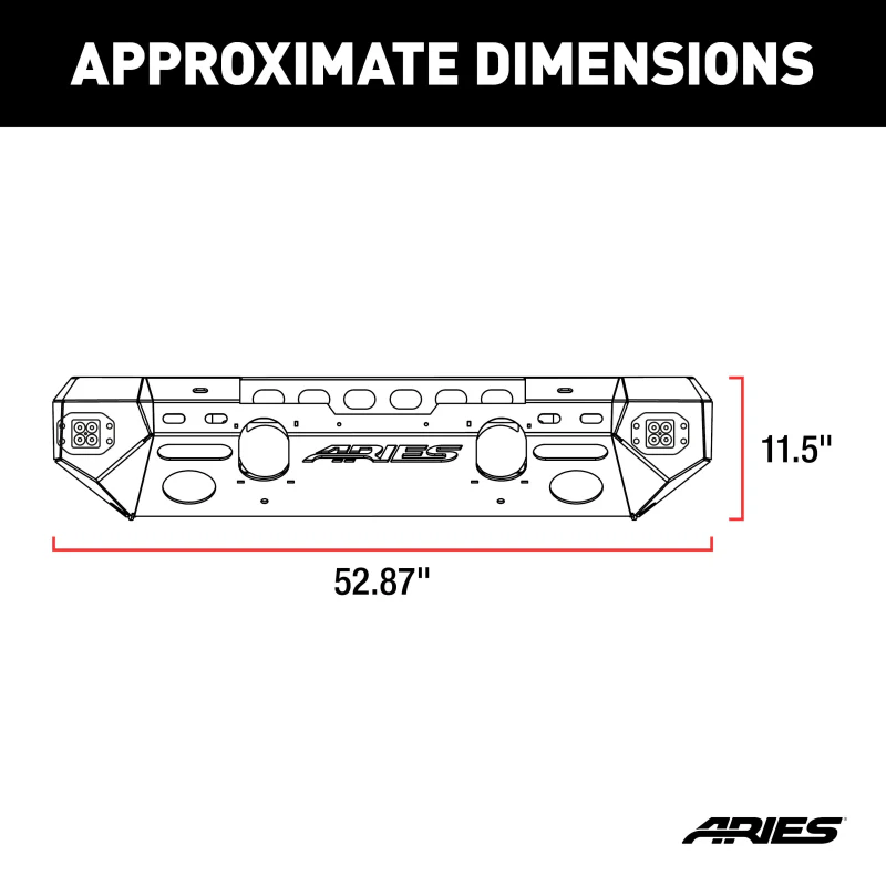 ARIES TrailChaser Jeep Wrangler JL, Gladiator Aluminum Front Bumper (Option 5) Model 2082075 - Image 2