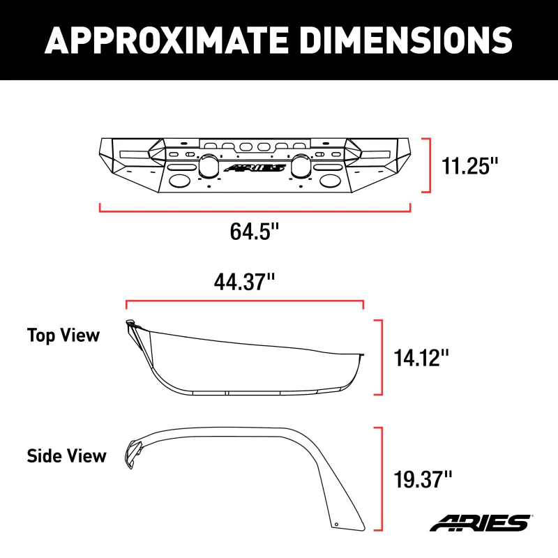 ARIES TrailChaser Jeep Wrangler JL Aluminum Front Bumper with Fender Flares (Option 7) Model 2082077 - Image 2