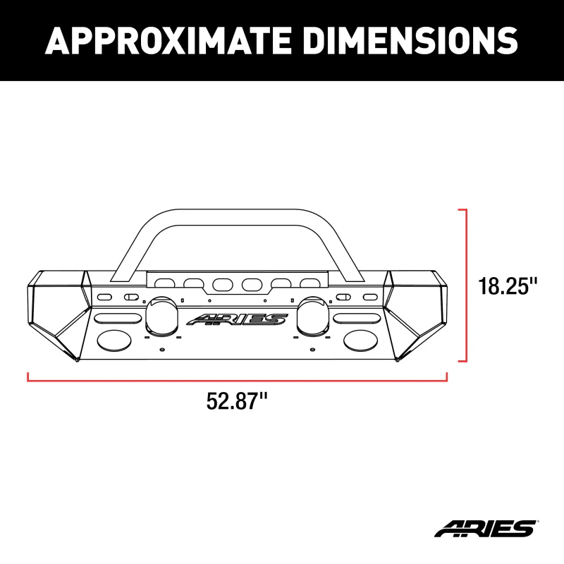 ARIES TrailChaser Jeep Wrangler JL, Gladiator Steel Front Bumper (Option 4) Model 2082078 - Image 2