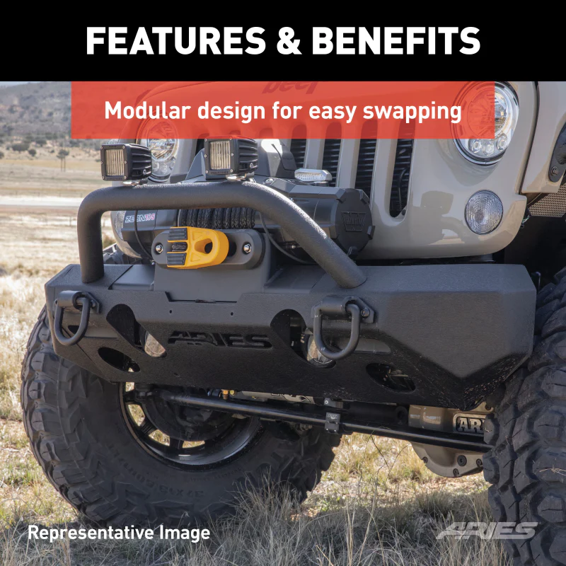 ARIES TrailChaser Jeep Wrangler JL, Gladiator Steel Front Bumper (Option 4) Model 2082078 - Image 4