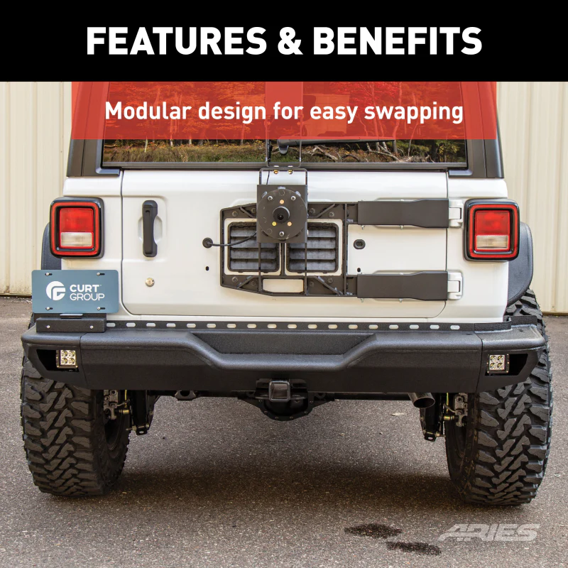ARIES TrailChaser Jeep Wrangler JL Aluminum Rear Bumper with LED Lights Model 2082083 - Image 5