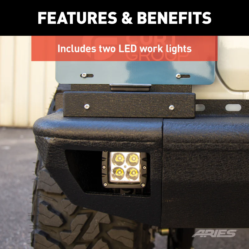 ARIES TrailChaser Jeep Wrangler JL Aluminum Rear Bumper with LED Lights Model 2082083 - Image 6