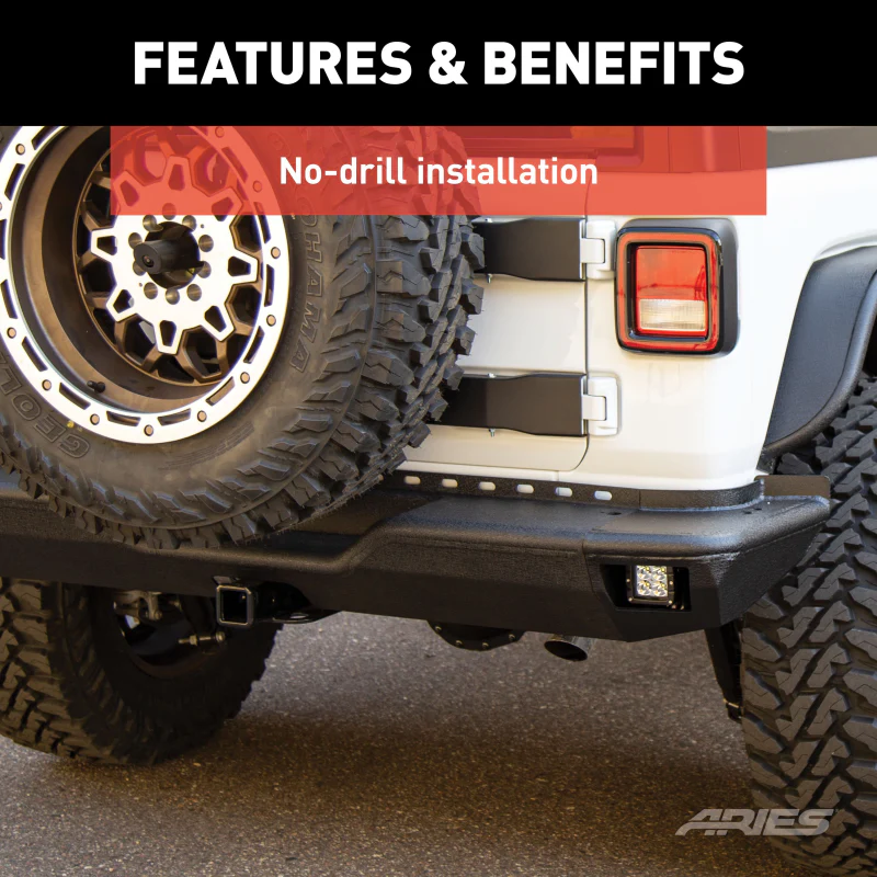 ARIES TrailChaser Jeep Wrangler JL Aluminum Rear Bumper with LED Lights Model 2082083 - Image 7