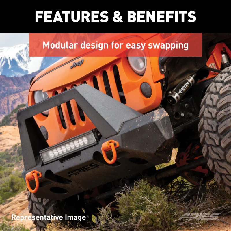 ARIES TrailChaser Jeep Wrangler JL, Gladiator Aluminum Front Bumper (Option 2) Model 2082093 - Image 4