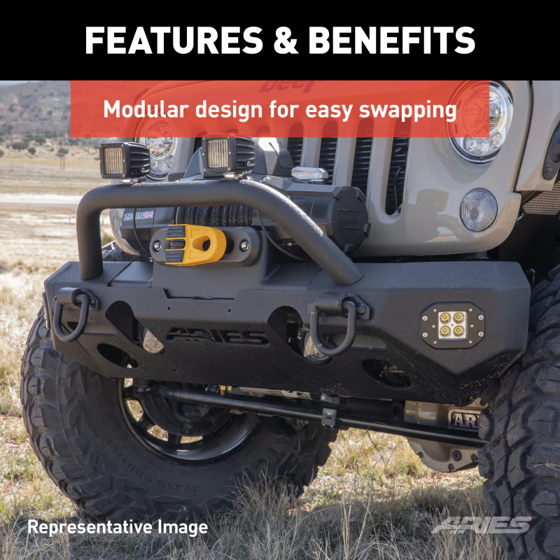 ARIES TrailChaser Jeep Wrangler JL, Gladiator Aluminum Front Bumper (Option 3) Model 2082094 - Image 4