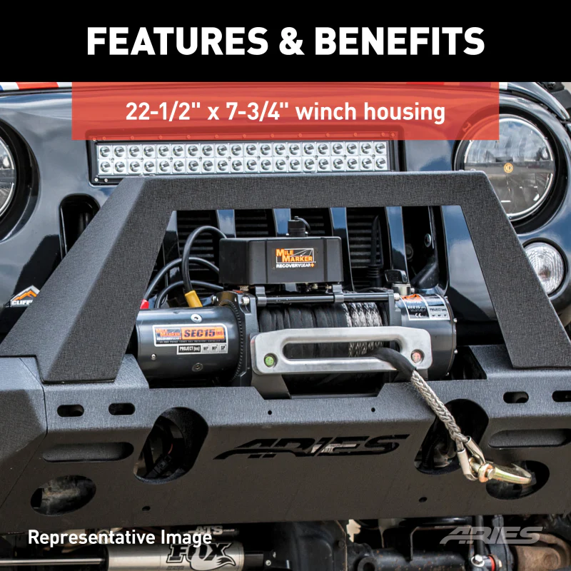 ARIES TrailChaser Jeep Wrangler JL, Gladiator Aluminum Front Bumper (Option 1) Model 2082095 - Image 6