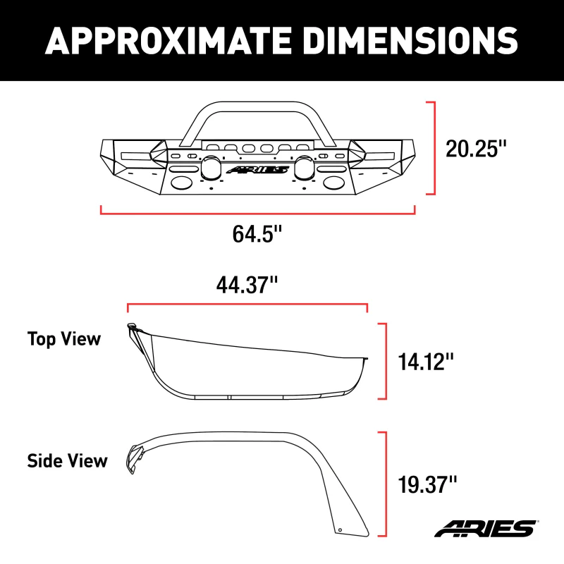 ARIES TrailChaser Jeep Wrangler JL Front Bumper with Fender Flares (Option 8) Model 2082096 - Image 2