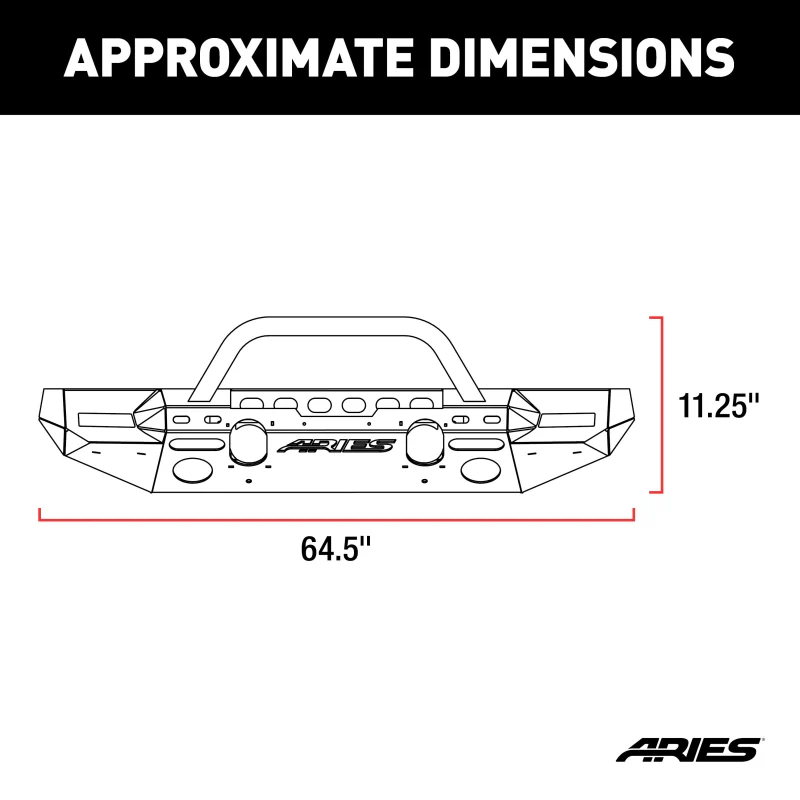 ARIES TrailChaser Jeep Wrangler JL, Gladiator Aluminum Front Bumper (Option 8) Model 2082098 - Image 2