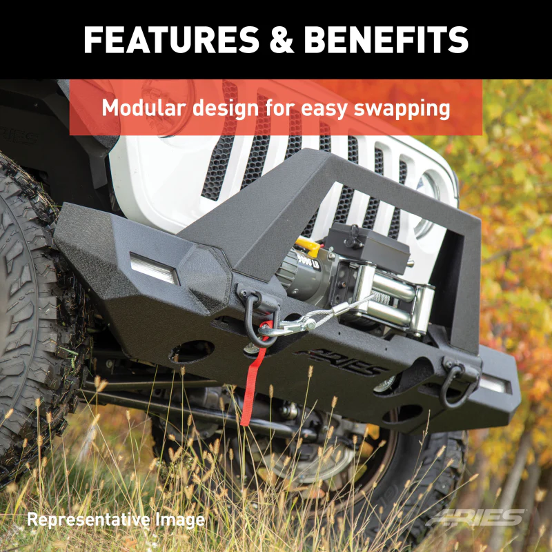ARIES TrailChaser Jeep Wrangler JL, Gladiator Aluminum Front Bumper (Option 8) Model 2082098 - Image 4