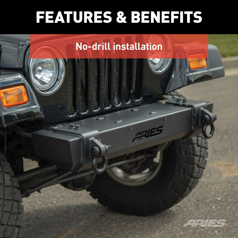 ARIES TrailCrusher Jeep Wrangler TJ Steel Front Bumper, 9.5K Model 2156001 - Image 7
