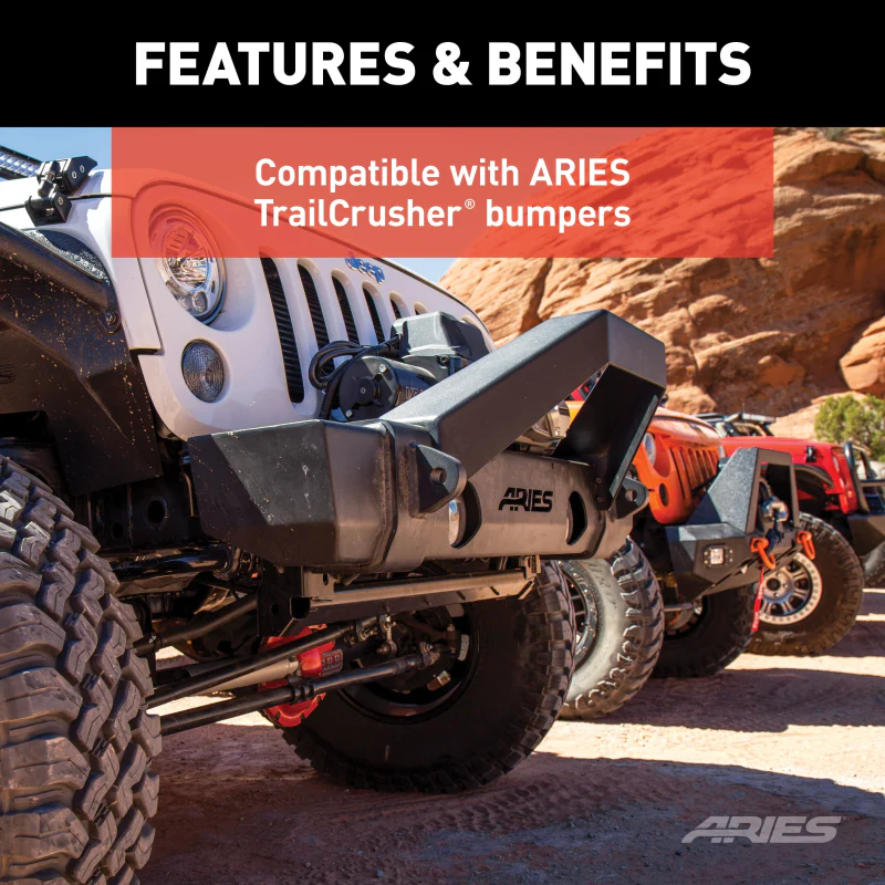 ARIES TrailCrusher Jeep Wrangler, Gladiator Steel Front Bumper Angular Brush Guard Model 2156050 - Image 5