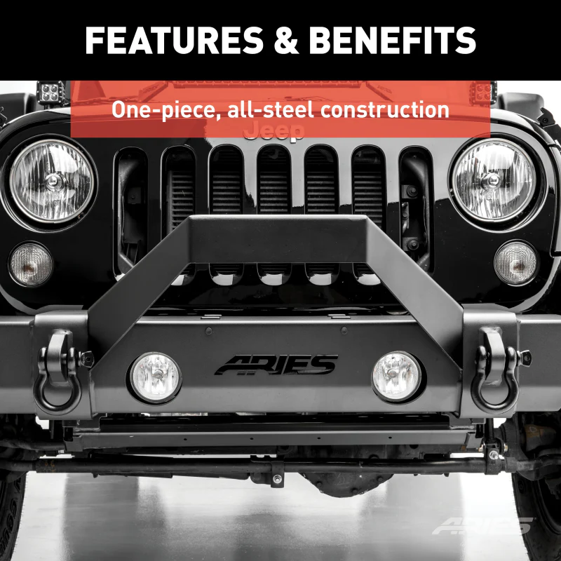 ARIES TrailCrusher Jeep Wrangler, Gladiator Steel Front Bumper Angular Brush Guard Model 2156050 - Image 6