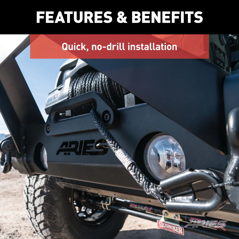 ARIES TrailCrusher Jeep Wrangler, Gladiator Steel Front Bumper Angular Brush Guard Model 2156050 - Image 7