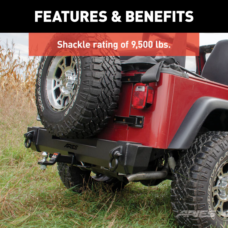 ARIES TrailCrusher Jeep Wrangler TJ Steel Rear Bumper, 9.5K Model 2157001 - Image 4