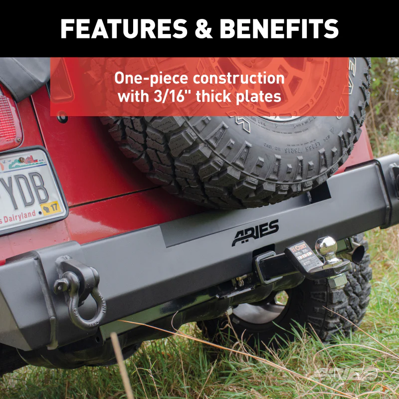 ARIES TrailCrusher Jeep Wrangler TJ Steel Rear Bumper, 9.5K Model 2157001 - Image 6