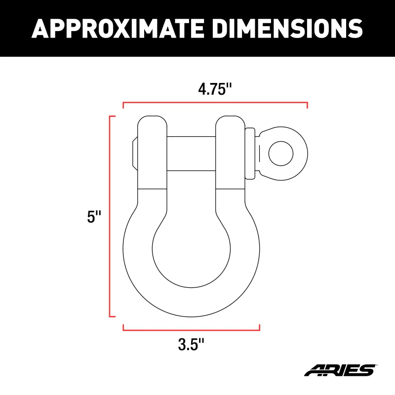 ARIES Off-Road D-Ring Shackles (12,500 lbs, 2-Pack) Model 2166071 - Image 2