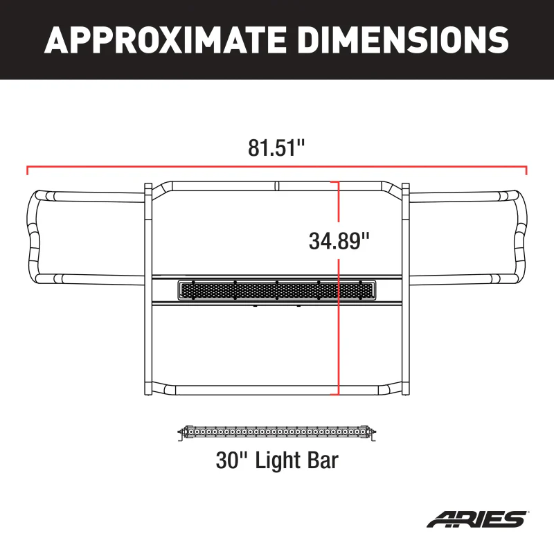 ARIES Pro Series Black Steel Grille Guard with Light Bar, Select Ford F-150 Model 2170012 - Image 3
