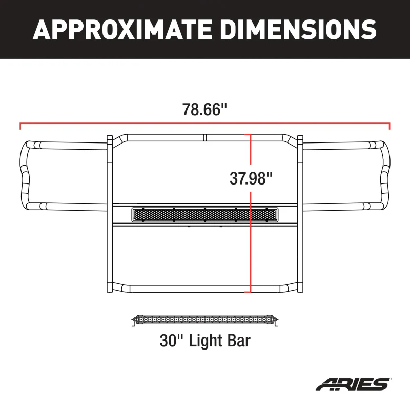 ARIES Pro Series Black Steel Grille Guard with Light Bar, Select Ford Super Duty Model 2170014 - Image 3